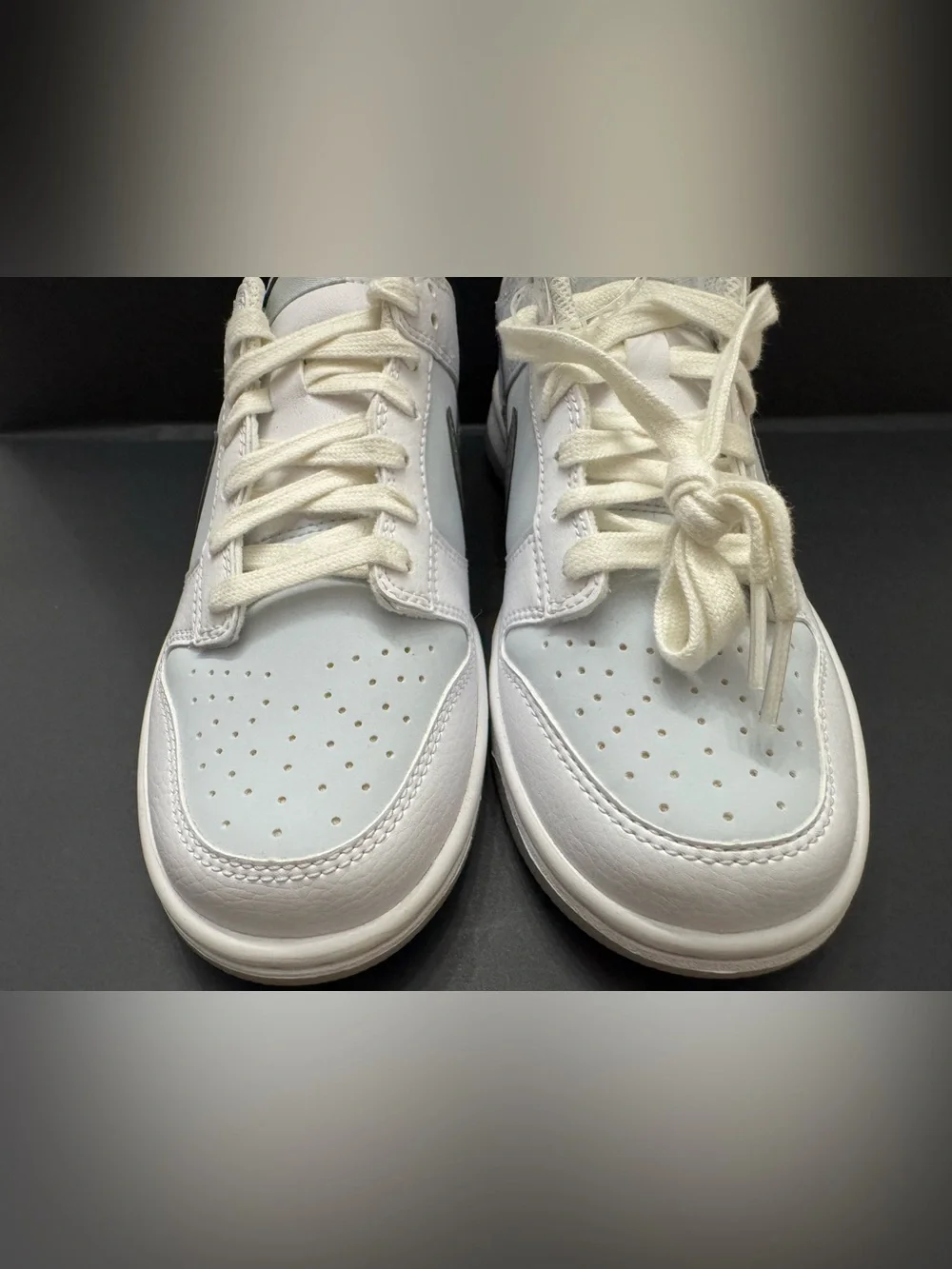 Nike Dunk Low GS “Reflective Swoosh White” Grey Sneakers FV0365 100 Size 4.5Y/6W